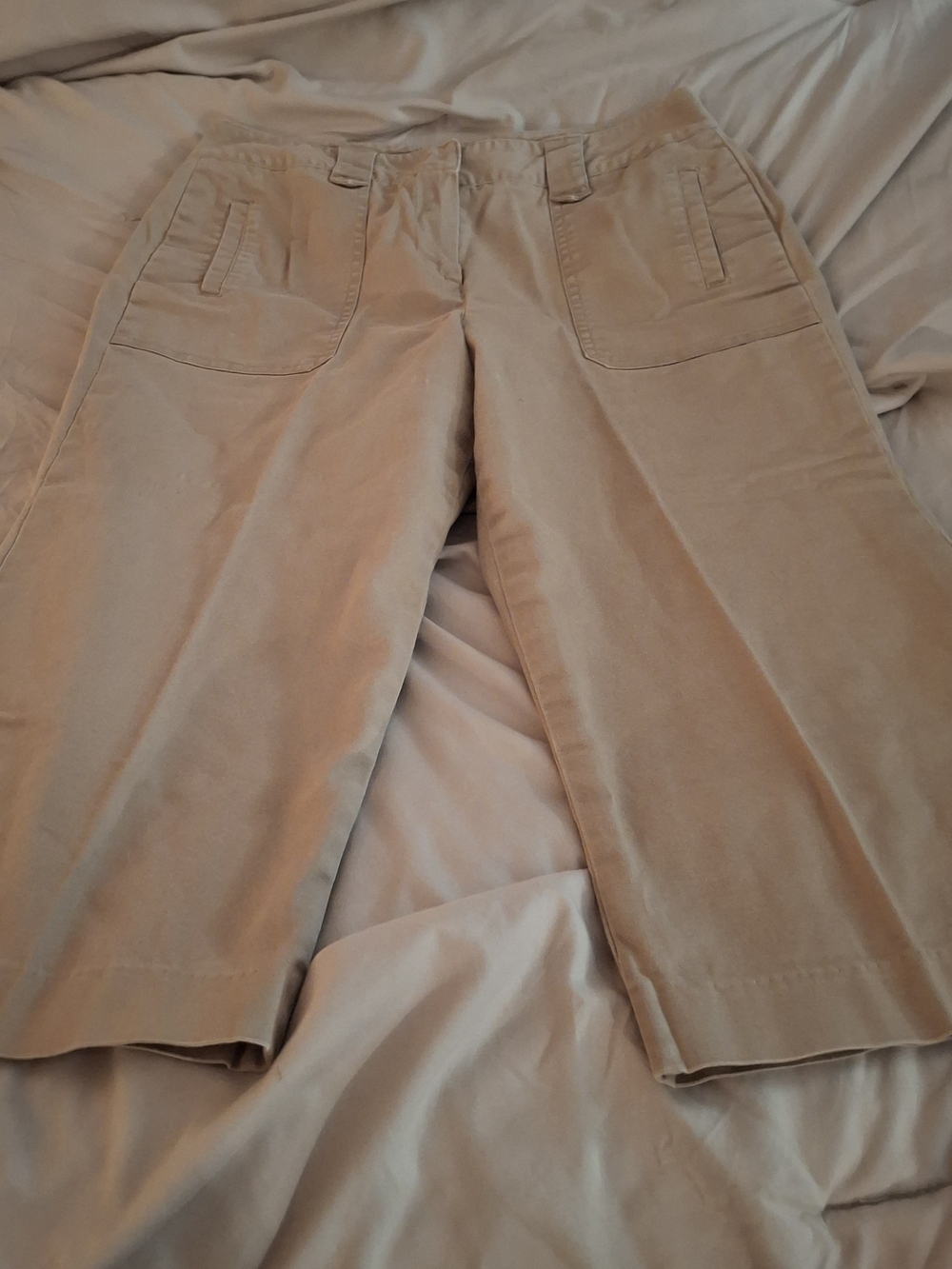 Larry Levine Women’s Khaki Wide-Leg Crop Pants — Tan - Picture 2 of 7